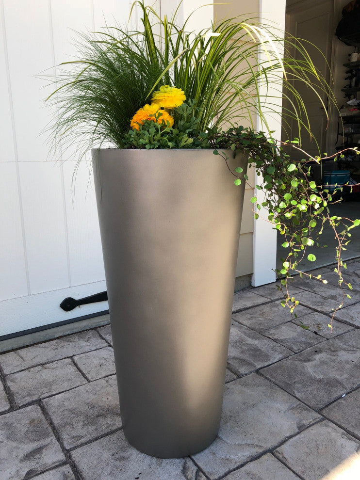 Sonoma Tall Cylinder Planter, Gray, 21"x42"