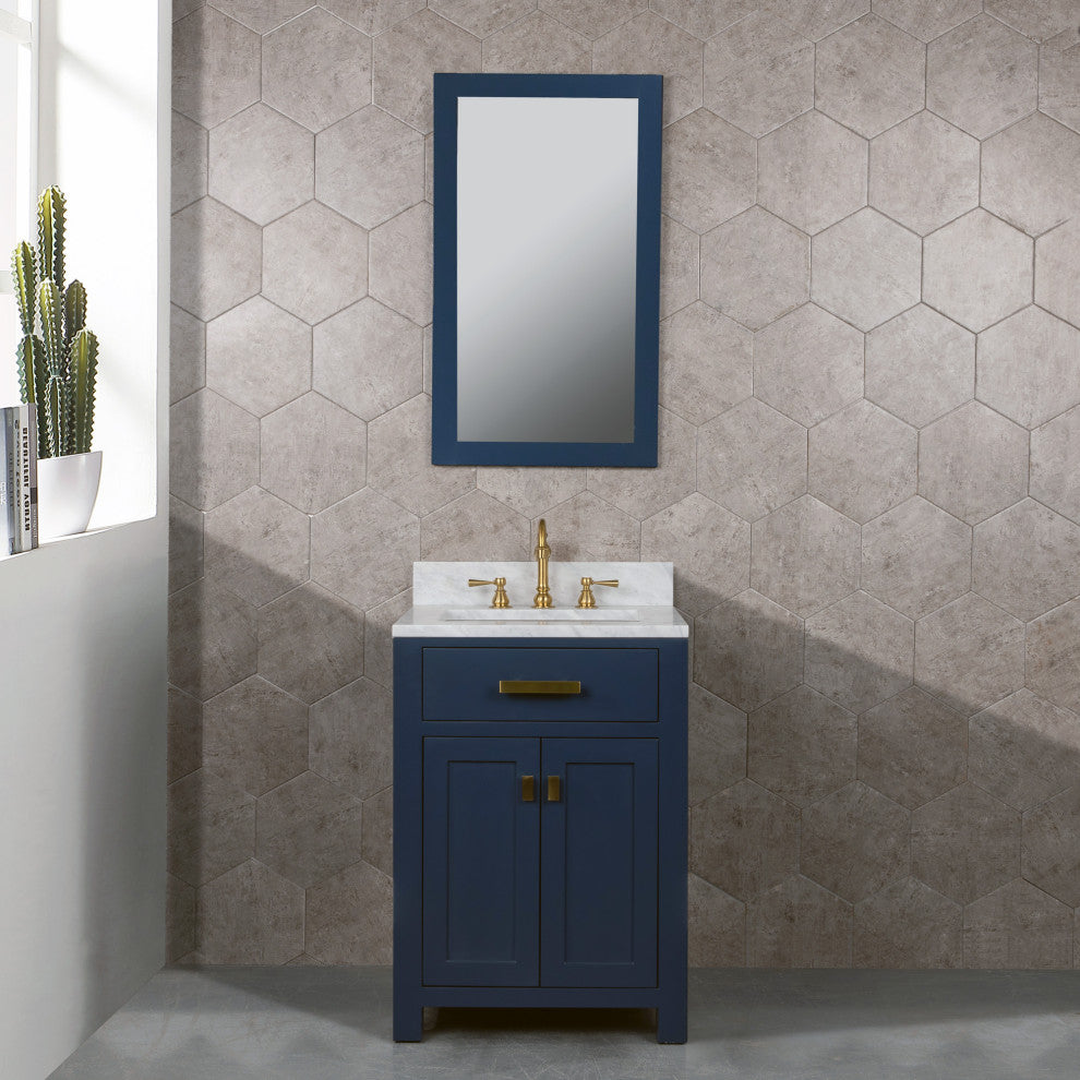 Madison 24" Carrara White Marble Vanity, Monarch Blue