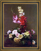 Henri FantinLatour Gladiolas and Roses Framed Premium Canvas Print, 18"x24"