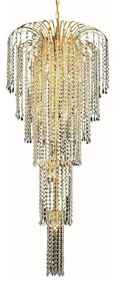 Elegant Falls Foyer Hall Light, Gold Finish With Royal Cut Crystal