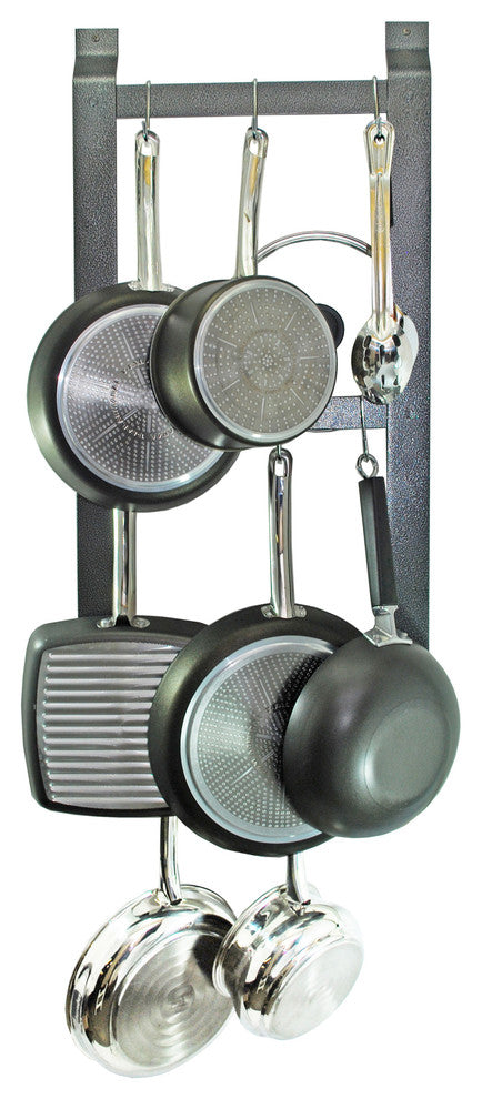 Rogar Ultimate Wall Mounted Pot Rack, Hammered Steel