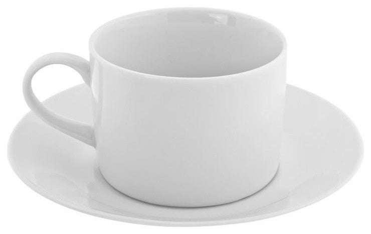 Royal White Can Cup and Saucer, Set of 6