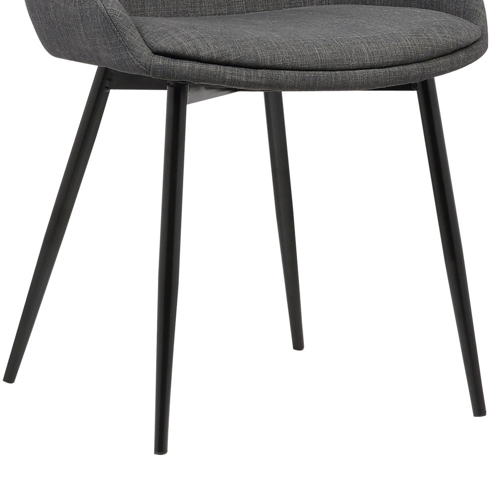 Mia Contemporary Dining Chair With Black Powder Coated Metal Legs, Charcoal