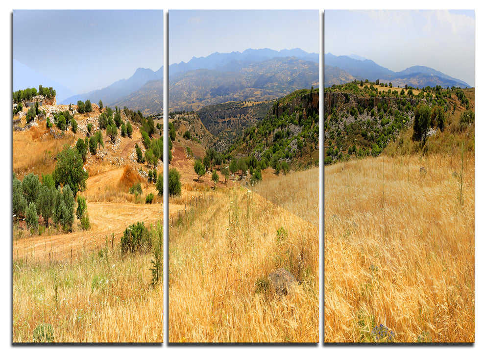"Cyprus Landscape Panoramic View" Metal Wall Art, 3 Panels, 36"x28"