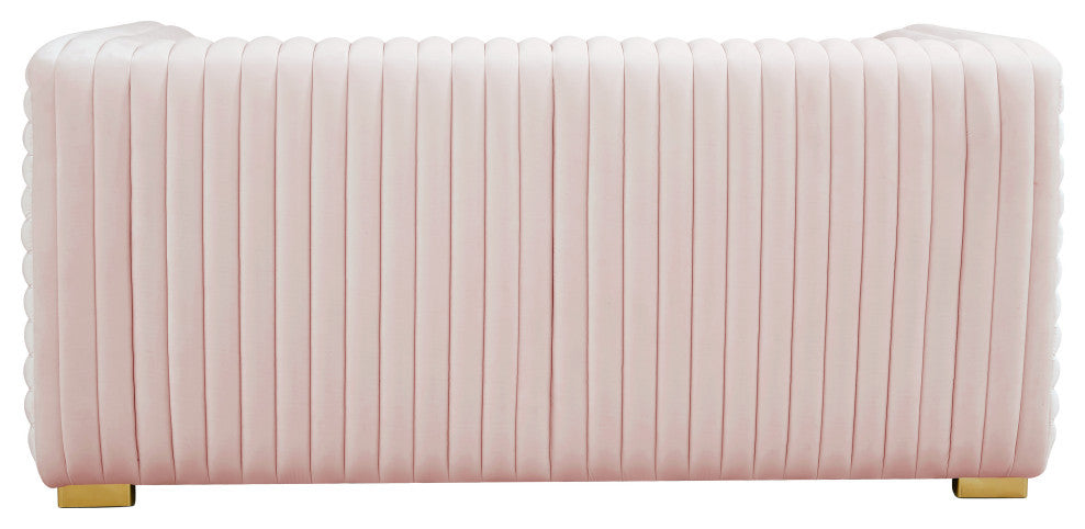 Ravish Velvet Upholstered Chair, Pink, Loveseat