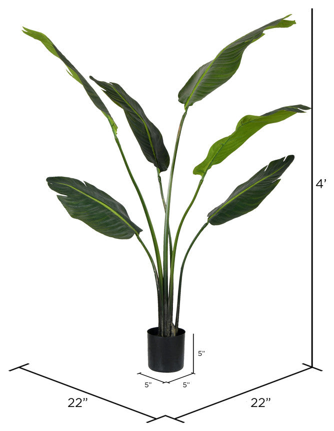 Vickerman Potted Travelers Palm, Unlit, 4'