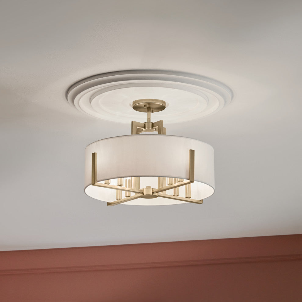 Malen 4 Light Semi Flush Light, Champagne Bronze, Champagne Bronze, 8 Light