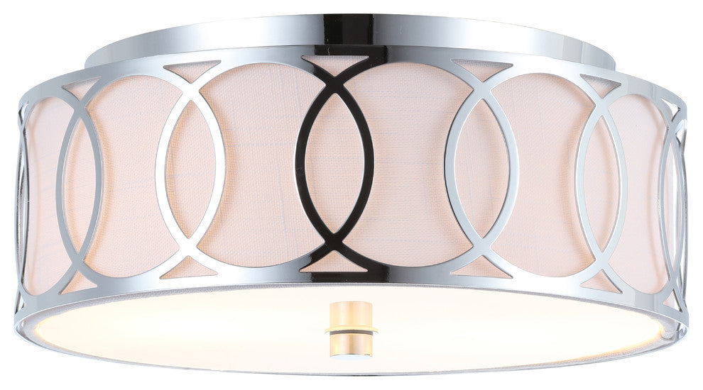 Aria 2-Light Metal LED Flush Mount, Chrome, 12.25"w