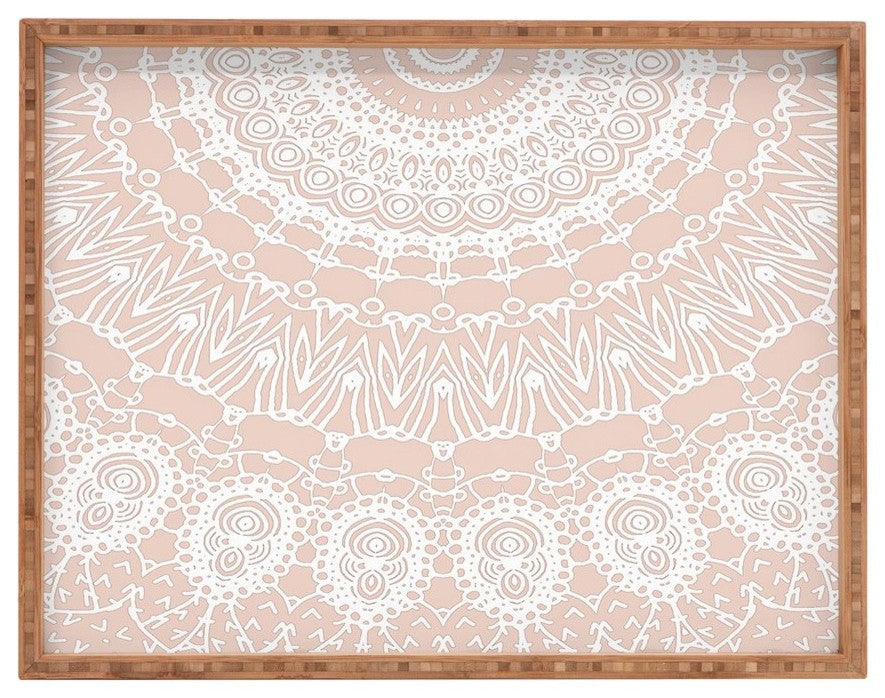 Monika Strigel Waiting For You Rose Rectangular Tray, 18"x14"