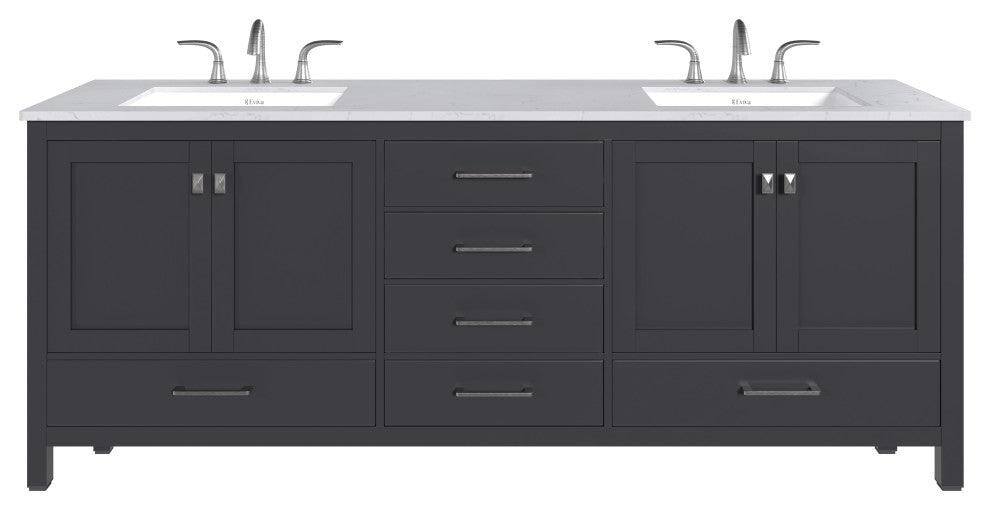 Aberdeen 84" Espresso Double Sink, Quartz Top