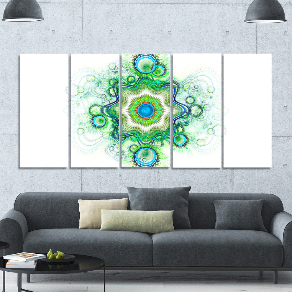 Cabalistic Star Fractal Flower, Abstract Canvas Art Print, 60"x28", 5 Panels