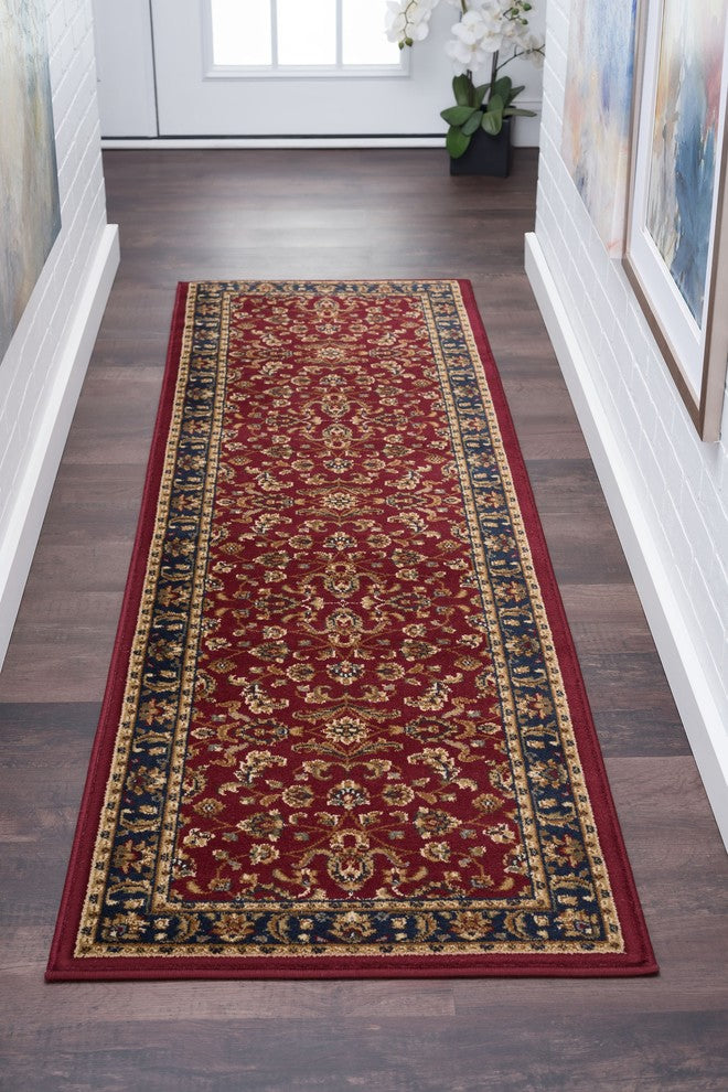 Sariya Transitional Oriental Red Runner Rug, 2'x7'