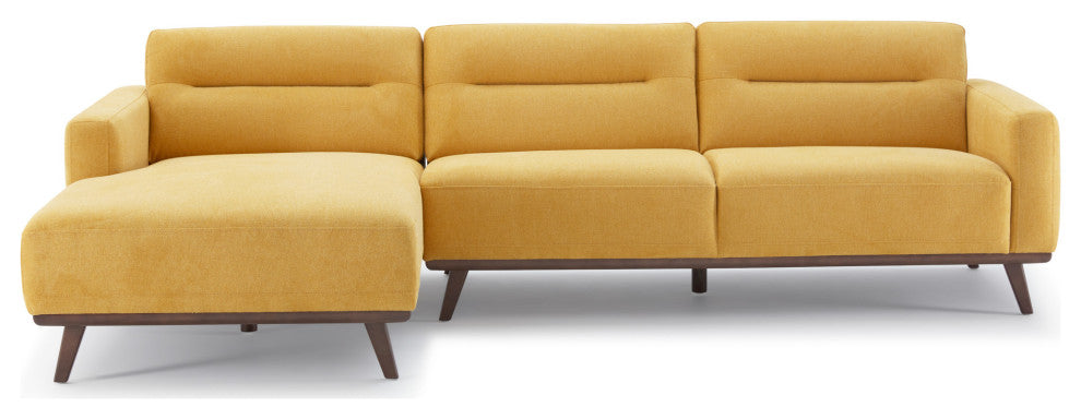 Baltic Mid-Century Modern L-Shaped Linen Fabric Sectional Sofa