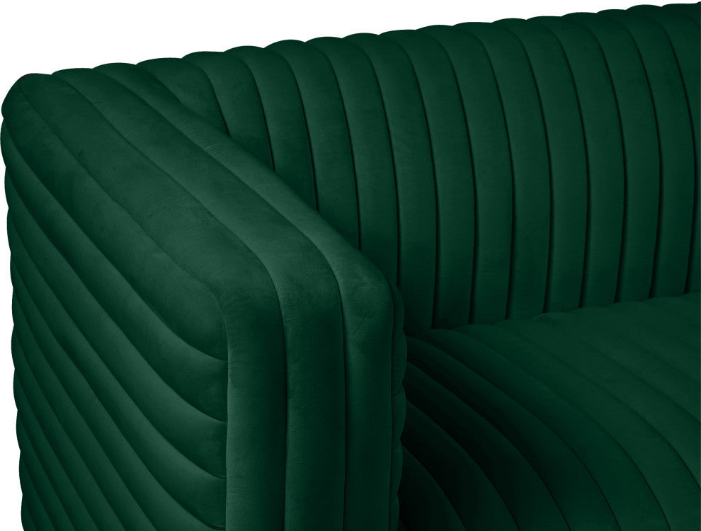 Ravish Velvet Upholstered Chair, Green, Loveseat