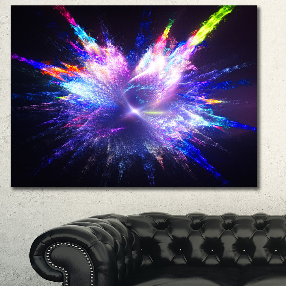 Blue Explosion of Paint Drops, Floral Canvas Art Print, 40"x30"