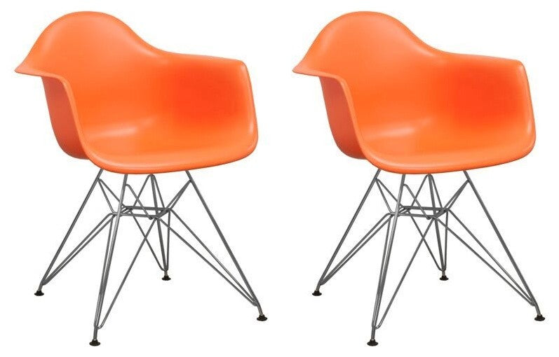 EZ Mod 2 Eiffel Molded Chrome Arm chairs, Orange