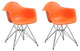 EZ Mod 2 Eiffel Molded Chrome Arm chairs, Orange