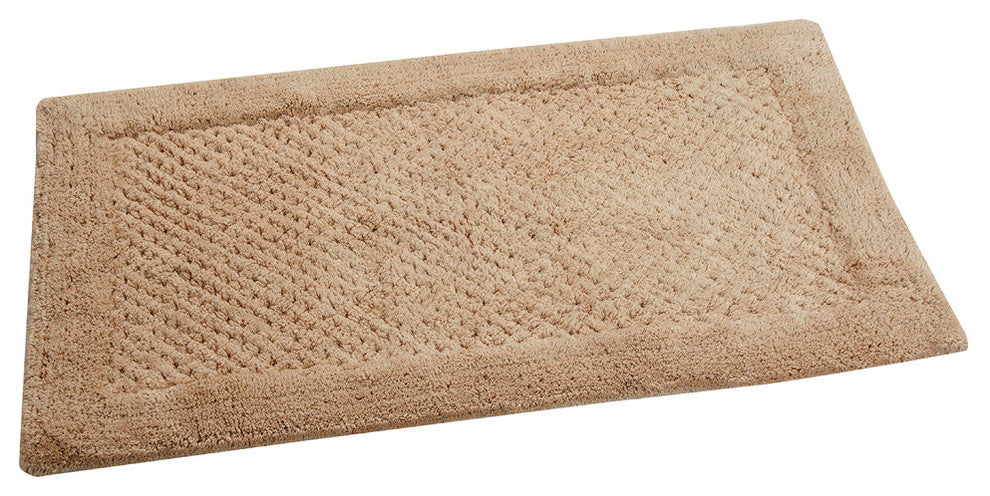 Bath Rug Cotton, 2 Piece Set, 34"x21" and 36"x24", Beige, GSF 180, Waffle