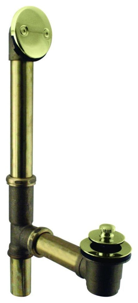 Pull & Drain Bath Waste - 14" Make-Up, 17 Ga. Tubing In Polished Brass