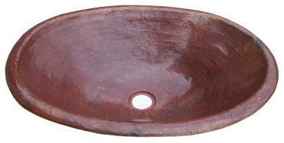Natural Hammered Oval Bathroom Copper Sink