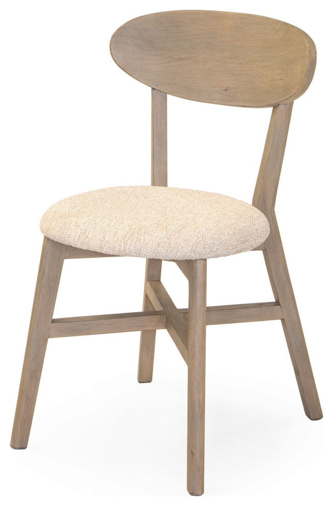Rose Upholstered Dining Chair, Scrubbed Teak, Set of 2