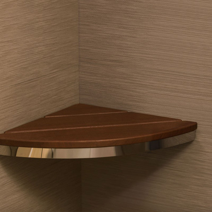 Invisia Brazilian Walnut Corner Shower Bathroom Seat Bench Elegant Spa Seating,