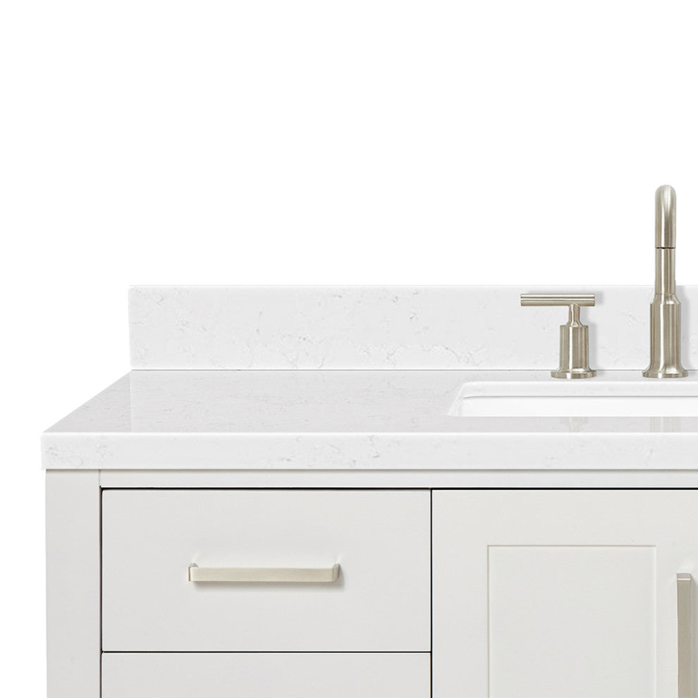 Ariel Magnolia 48" Single Rectangle Sink Vanity, Carrara Quartz, White