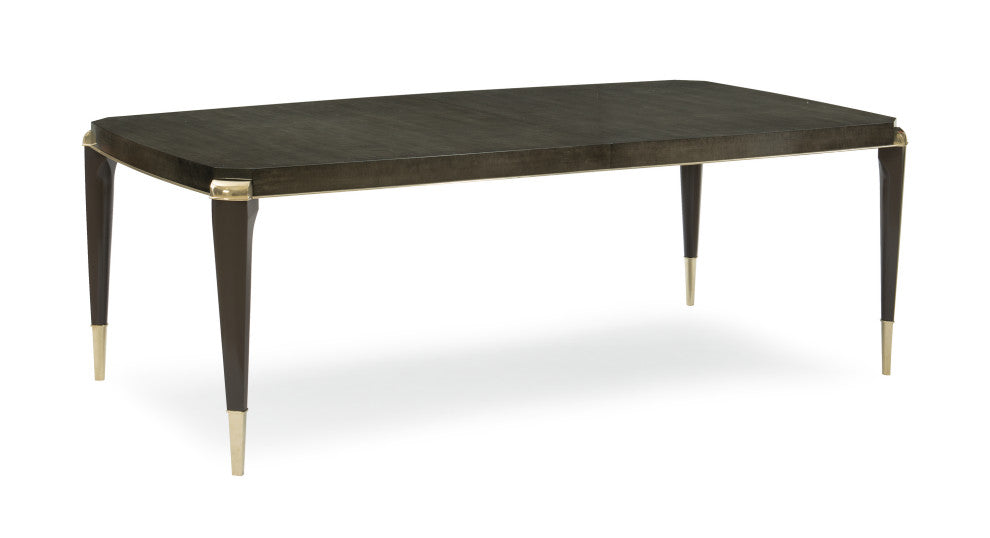 Caracole All Trimmed Out, Expandable Charcoal Dining Table With Gold Trim