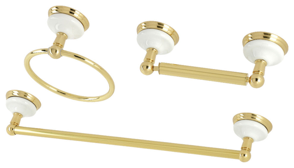 Kingston Brass 3-Piece Bathroom Accessory Set, Polished Brass