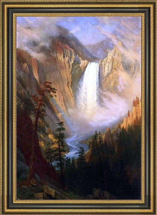 Albert Bierstadt Yellowstone Falls Framed Premium Canvas Print, 18"x27"