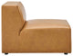 Mingle Vegan Leather Sofa and Ottoman Set, Tan