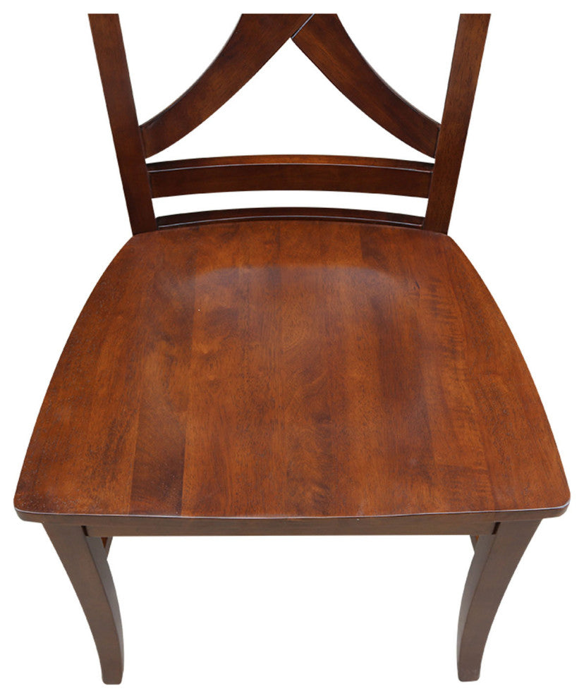 Set of Two Vineyard Curved X Back Chairs, Espresso