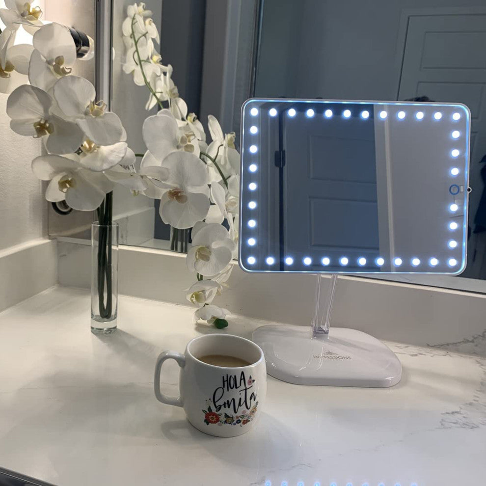 Touch Pro LED Makeup Mirror With Bluetooth Speaker and USB, White