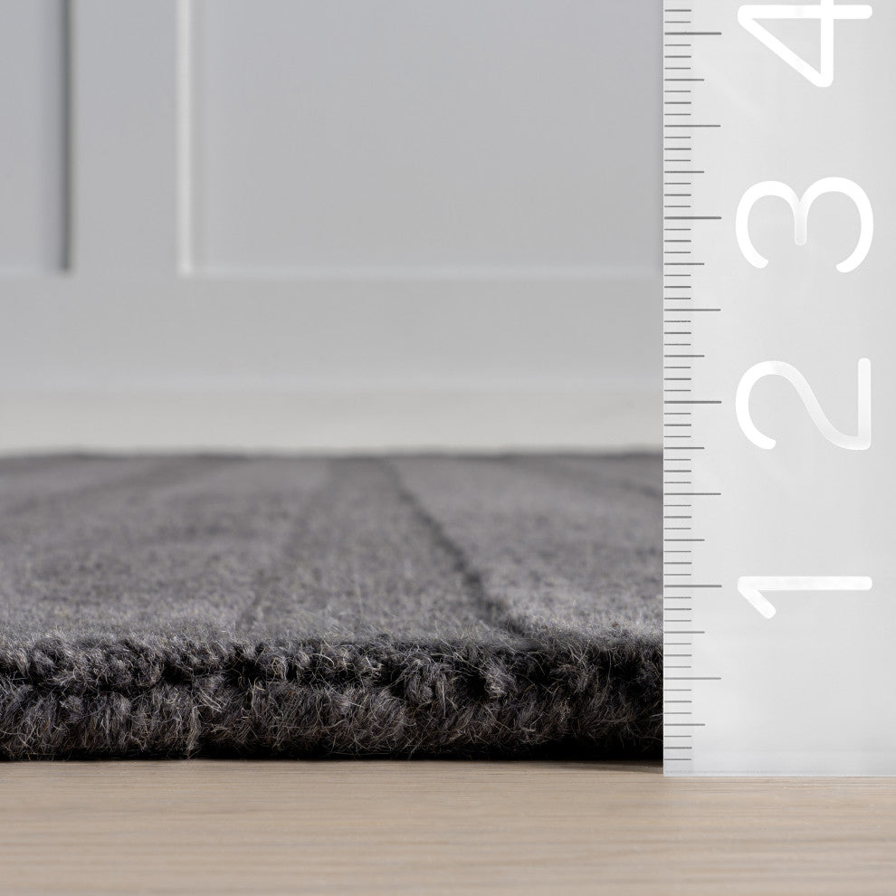 Vestry Striped Wool Area Rug, Charcoal 4' x 6'