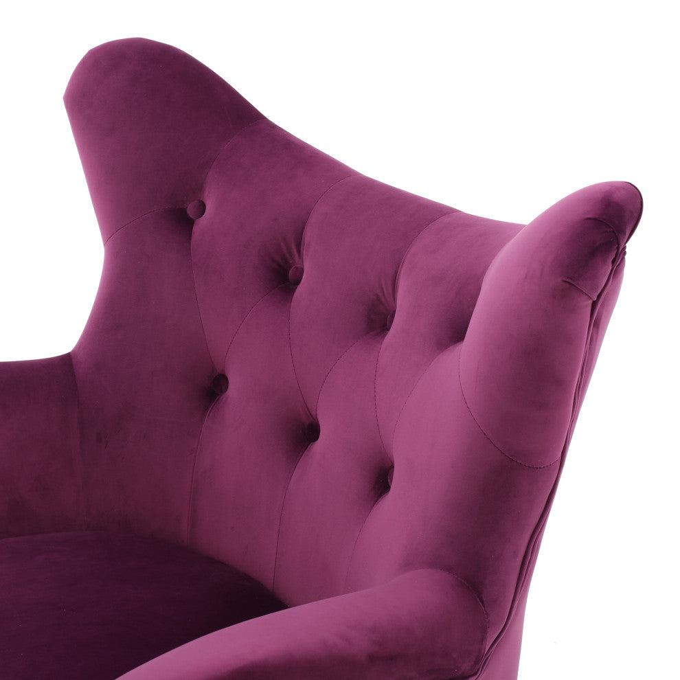 GDF Studio Kotop Contemporary New Velvet Wingback Arm Chair, Fuchsia