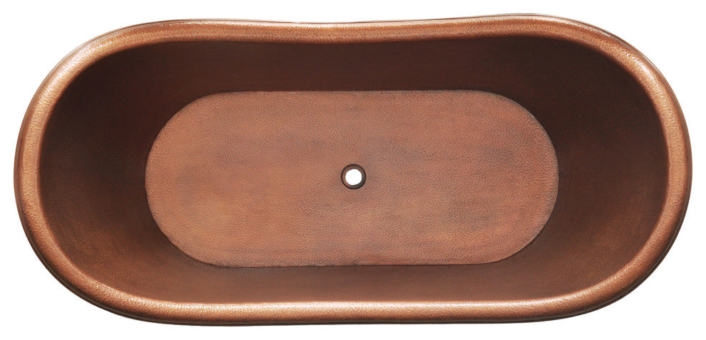 Euclid 6' Copper Freestanding Bathtub With No Overflow
