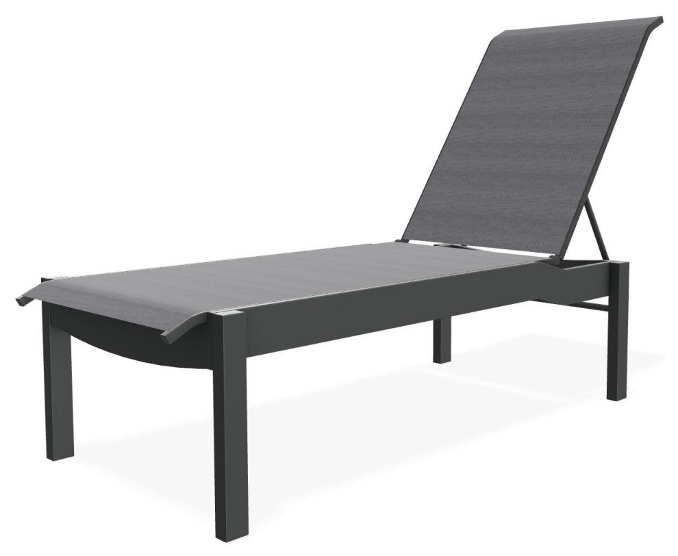 Leeward Sling Stackable Outdoor Chaise Lounge, Augustine Pewter/Graphite