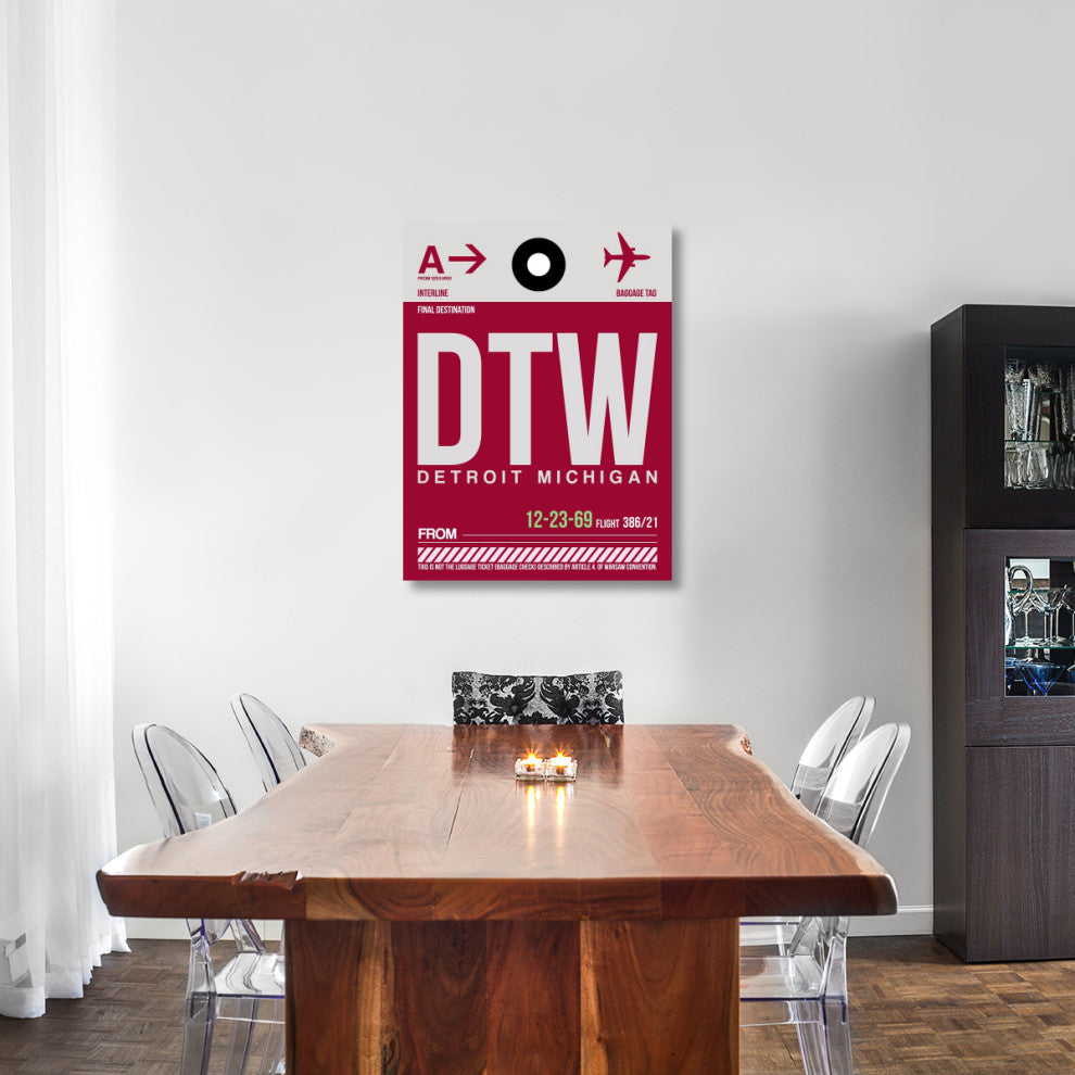 "DTW Detroit  Luggage Tag 1" Fine Art Print
