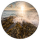 Sea Waves Impact On Rocky Shore, Beach Large Disc Metal Wall Art, 36"