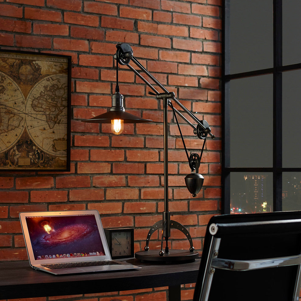 Modern Urban Contemporary Metal Table Lamp, Silver Steel