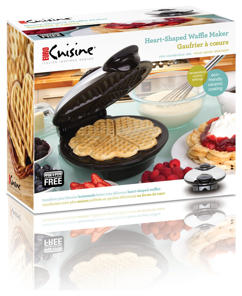 Euro Cuisine Eco Friendly Heart Shapped Waffle Maker