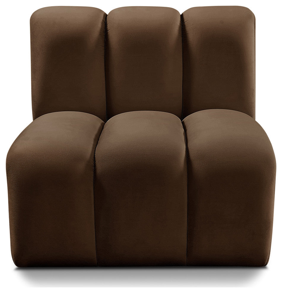 Arc Upholstered Modular Component, Brown, 1-Piece: Straight Chair, Velvet