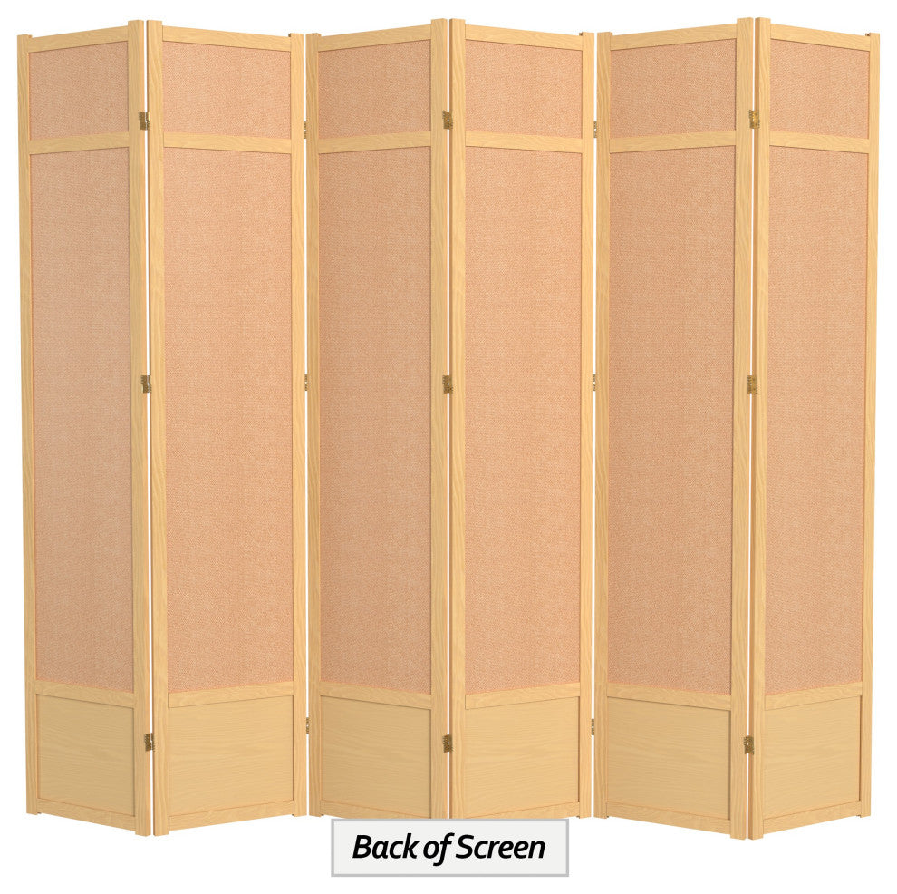 7' Tall Jute Shoji Screen, 6 Panel, Natural