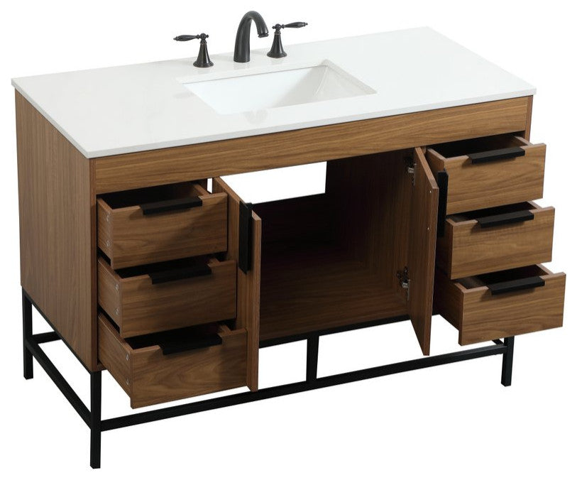 Home Living 22" Modern Walnut Brown-Light Bathroom Vanity