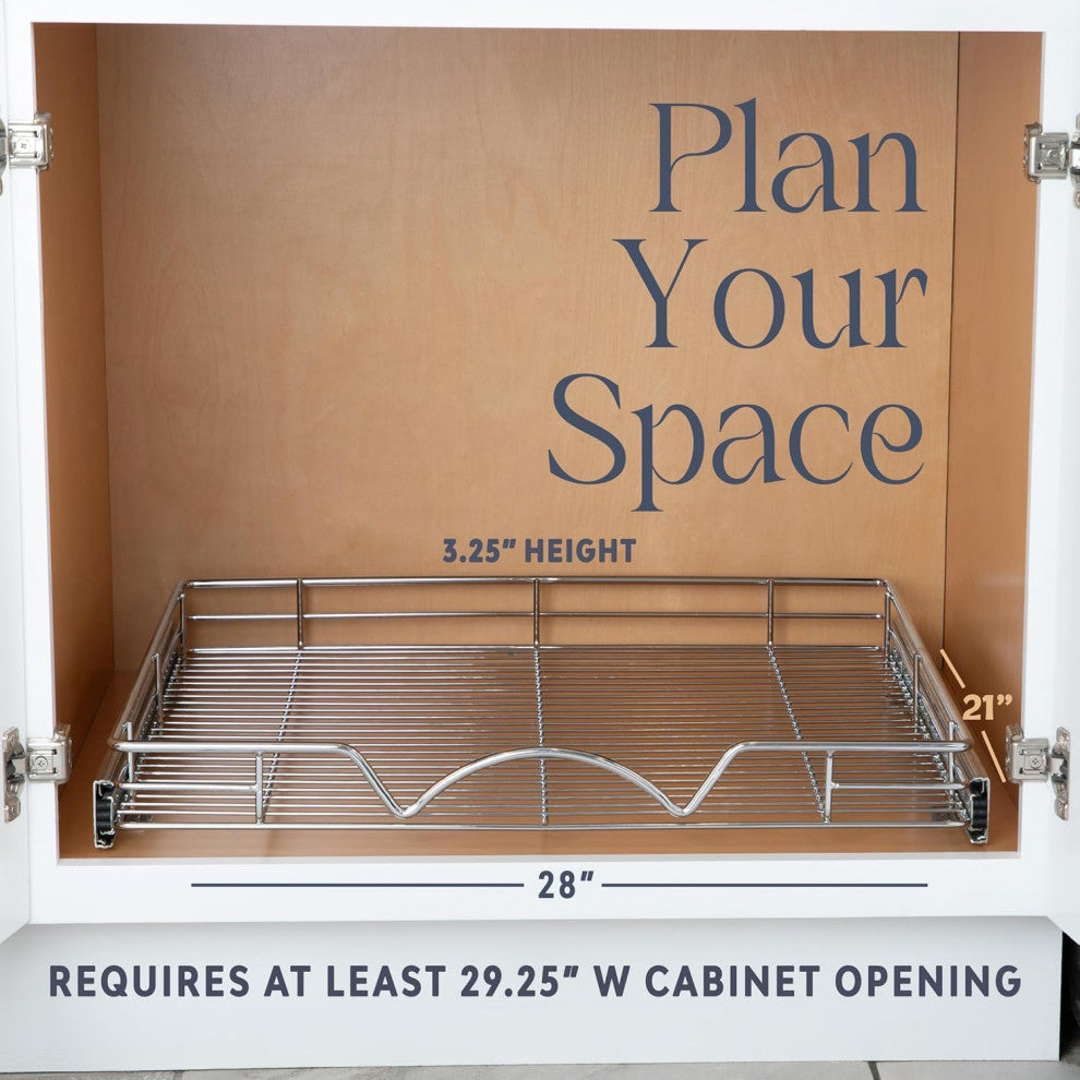 TARTO Pull Out Cabinet Organizer, Heavy Duty -Lifetime Limited Warranty - Steel, 28"x21"
