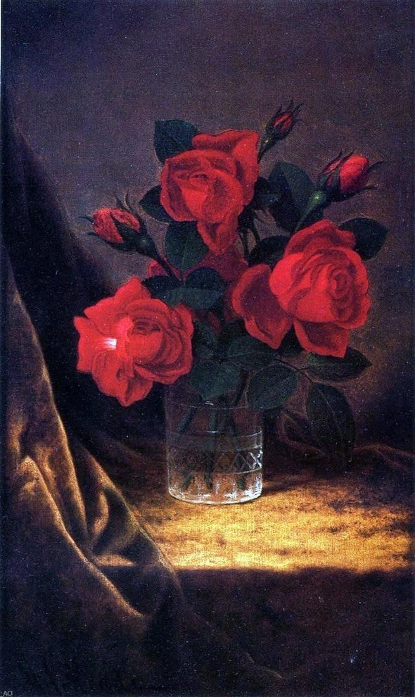 Martin Johnson Heade Jaqueminot Roses Premium Canvas Print