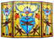 Zygo Tiffany-Style 3-Piece Folding Dragonfly Fireplace Screen, 44" Wide