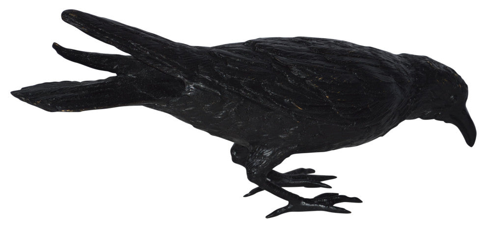 Raven with his head down Bronze Statue - Size: 22"L x 6"W x 11"H.