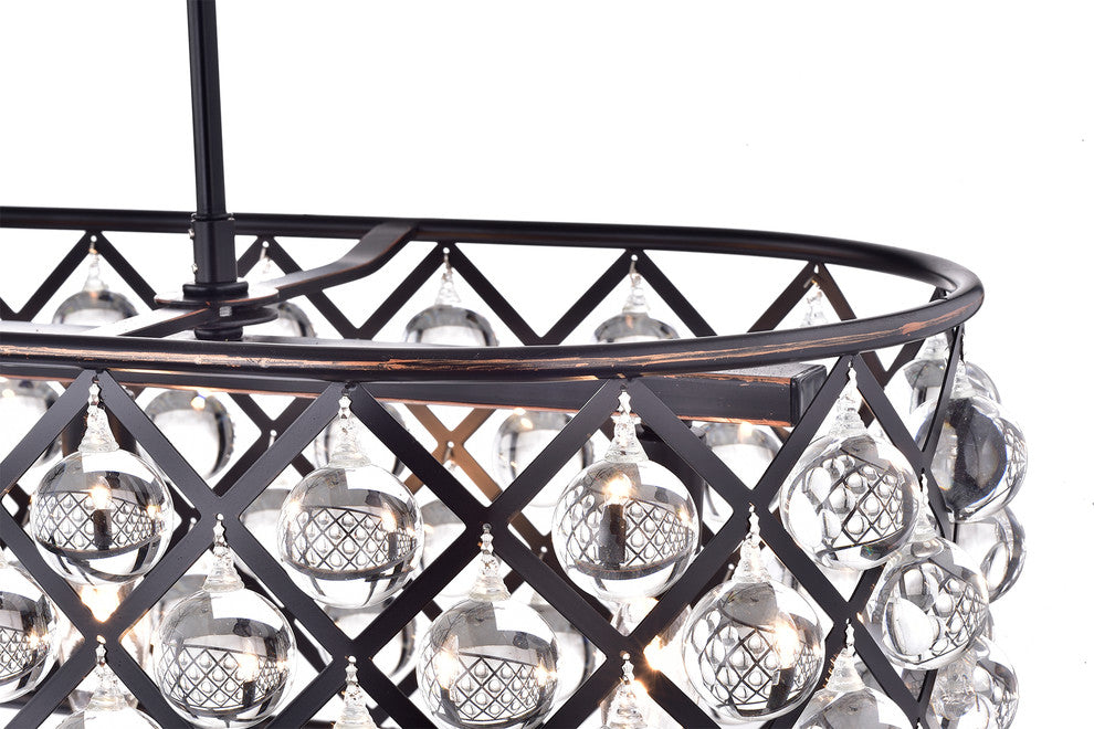Azha 5-Light Oil Rubbed Bronze Oval Chandelier With Crystal Spheres