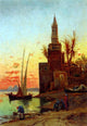 Hermann Solomon Corrodi Sunset on the Nile Premium Canvas Print